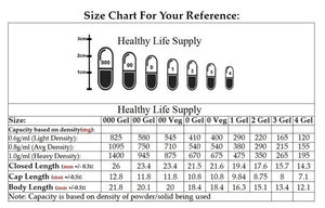 gelatin capsules size chart